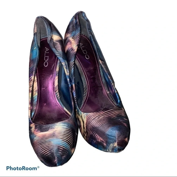 Aldo Satin patterned heels pumps  Sz 39 - Picture 15 of 15